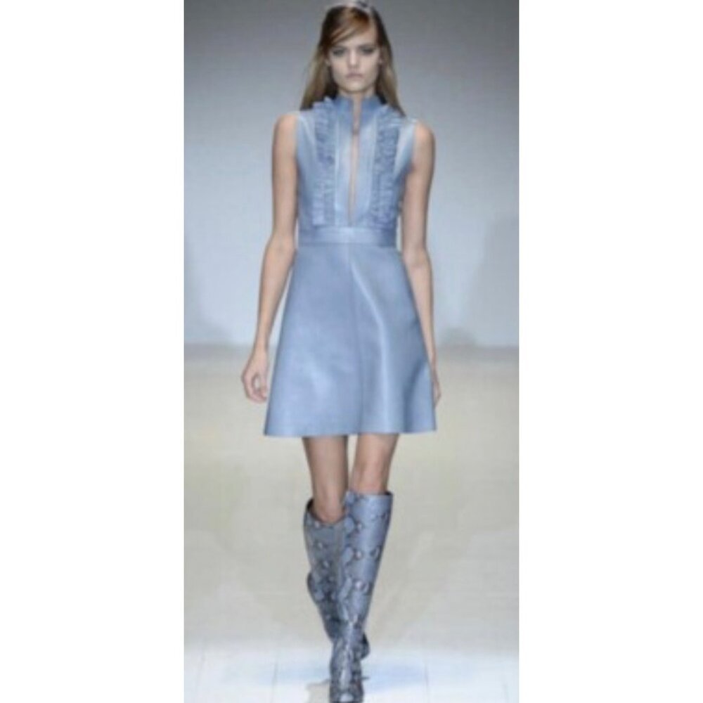 Gucci Lillian Aquamarine Python Horsebit Knee High Boots Size 42 New